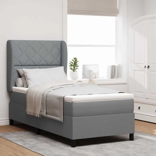 vidaXL Boxspring bed met hoofdeinde Lichtgrijs 100 x 200 cm Stof