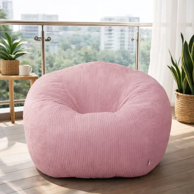 Homemiyn Rondvormige Zitzak Sofa – Roze – Zachte Techstof – 180 kg Capaciteit – Stijlvol & Comfortabel – Perfect voor Woonkamer, Slaapkamer & Thuiswerkplek pink