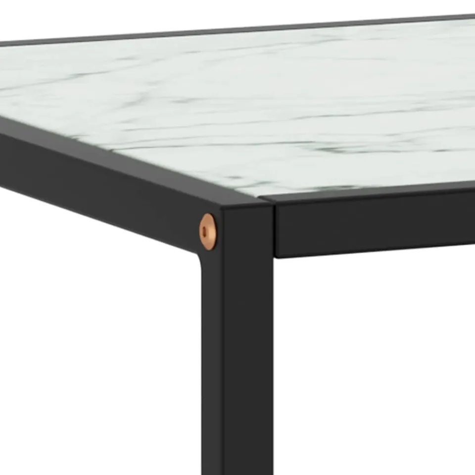 vidaXL Salontafel met wit marmerglas 90x90x50 cm zwart, foto 4