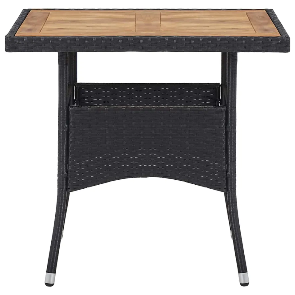vidaXL Tuintafel poly rattan en massief acaciahout zwart, foto 2