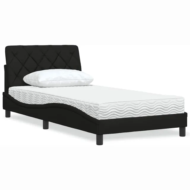 vidaXL Bed met matras stof zwart 100x200 cm