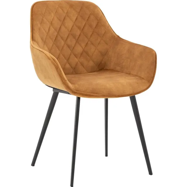 Goossens Eetkamerstoel Ebi - Geel - Stof - Met Armleuning velvet gold