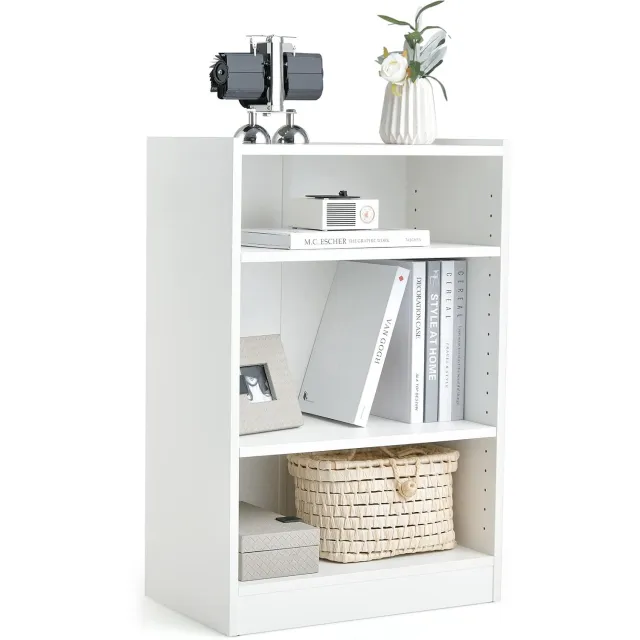 Costway Boekenkast, staand rek met 3 vakken, rek met verstelbare planken, voor woonkamer, slaapkamer, werkkamer, 30 x 50 x 75 cm, wit
