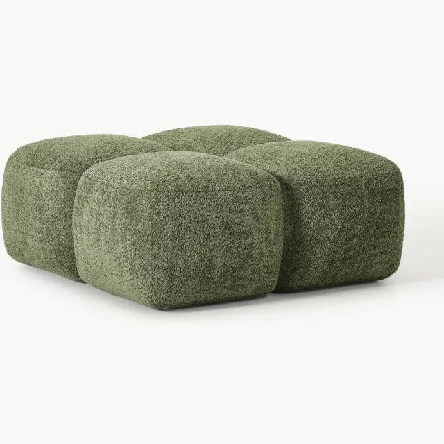 Westwing Collection Voetenbank Tayla van teddy-bouclé Groen