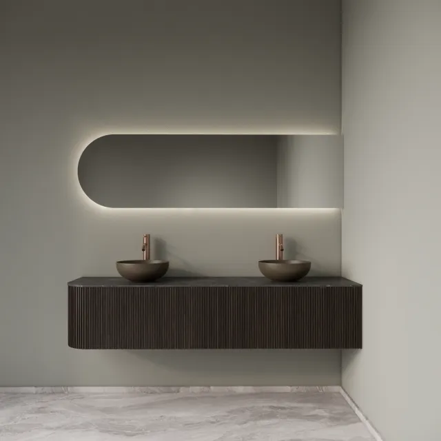 Gliss Design Badkamermeubelset Gliss Design Alluro 180 cm Rechts Ebony Eiken