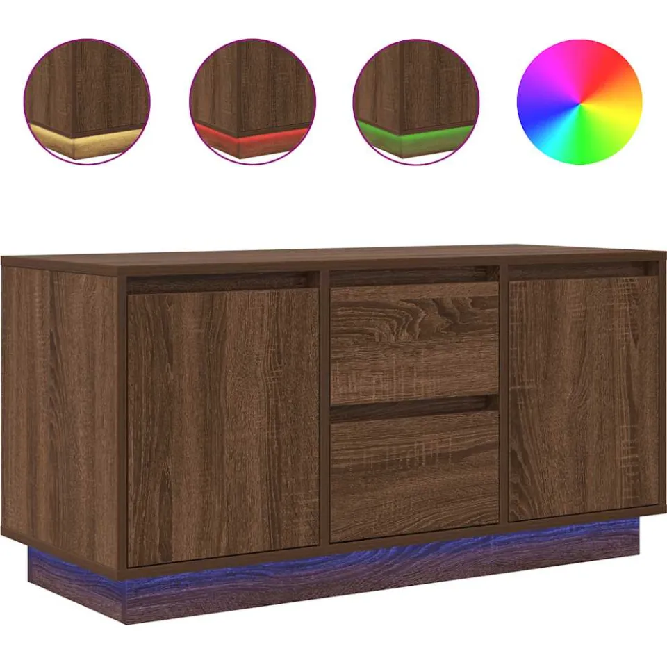 vidaXL Tv-meubel met LED-verlichting 100x41x50 cm bruin eikenkleur