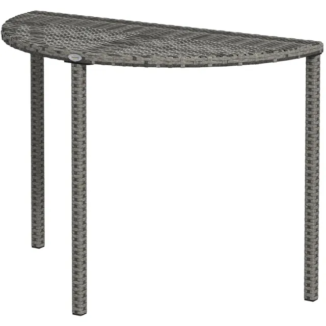 Sweiko Tuintafel - Balkontafel - Halfrond - Polyrattan+Metaal - 100x50x74 cm - Grijs