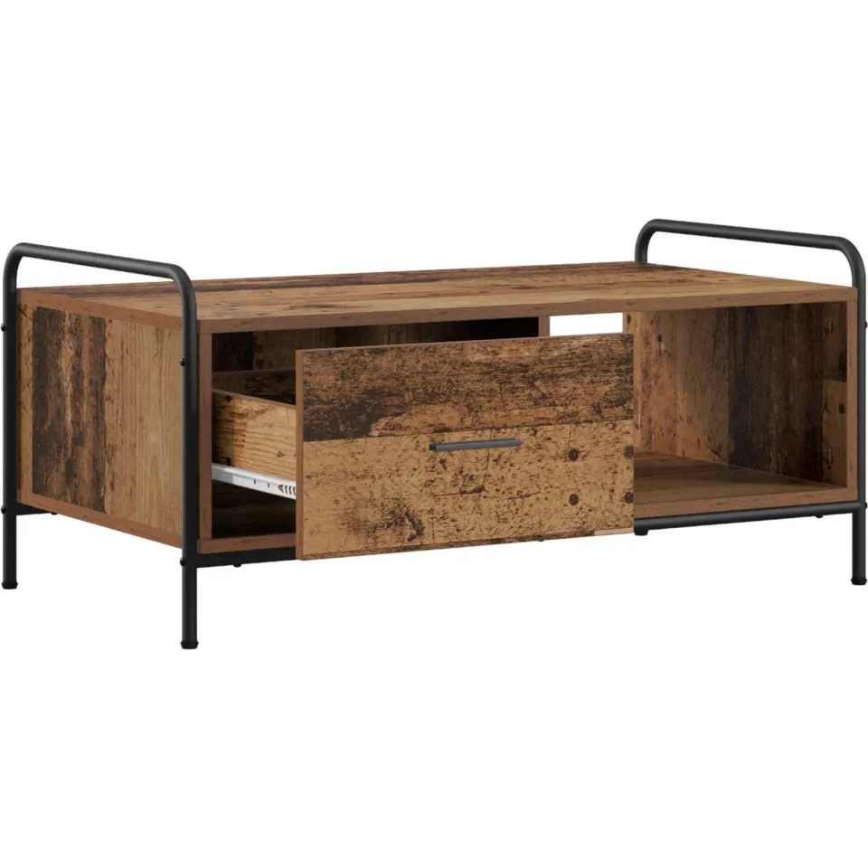 vidaXL Salontafel Oud hout 90 x 49 x 41 cm Bewerkt hout bruin, foto 2