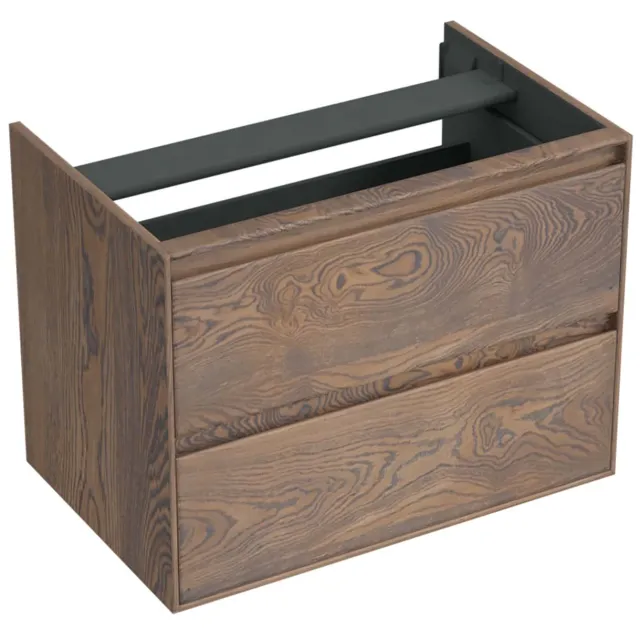 Forzalaqua Onderkast Forzalaqua Reno 80x51x60 Cm 2 Lades Softclose Eiken Havanna Bruin