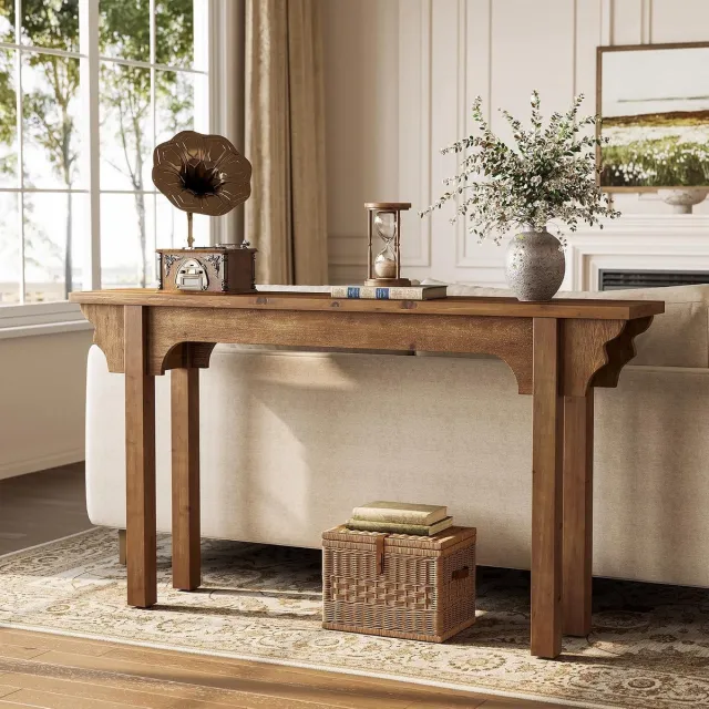 Tribesigns Consoletafel - Sidetable - Hout - Bruin - 160 x 30 x 85 cm - Console Tafel voor Hal, Woonkamer, Entree