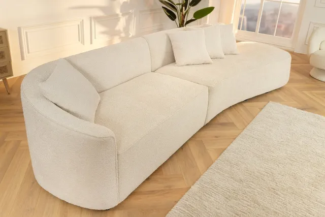 Invicta Interior Moderne bank ATELIER L 330cm beige Bouclé XXL bank incl. kussens - 46548 Zie omschrijving