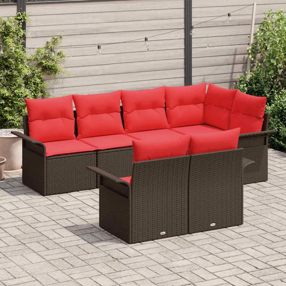 vidaXL Tuin Sofa Set 7 st Bruin poly rattan, foto 3