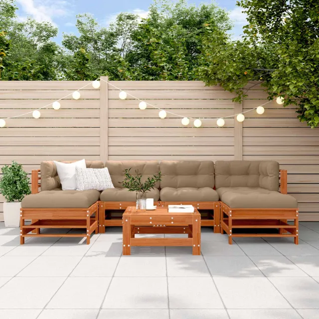 vidaXL Tuin loungeset 7 st Wasbruin Massief grenenhout bruin, foto 2