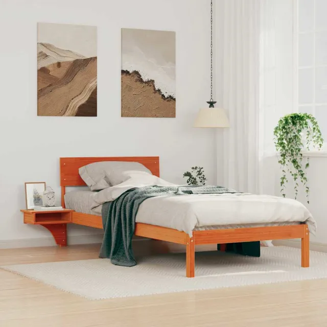 vidaXL Bedframe met hoofdeinde Wasbruin 80 x 200 cm Massief grenenhout