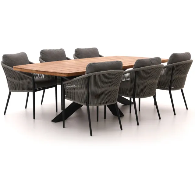 Bellagio tuinmeubelen Bellagio Mineo/Induno Deens Ovaal 240cm dining tuinset 7-delig Bruin