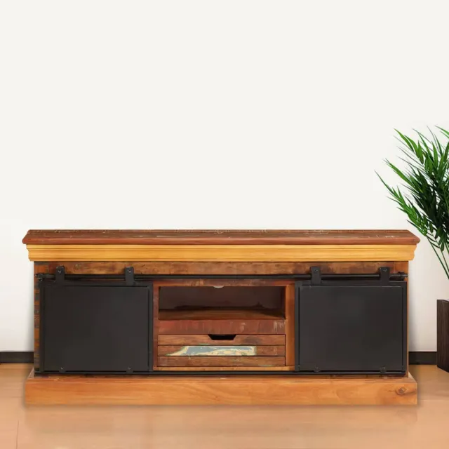 vidaXL Tv-meubel 110x30x45 cm massief gerecycled hout bruin, foto 2