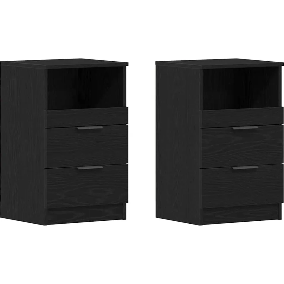 vidaXL Nachtkastje 2 st Zwart eiken 40 x 36 x 65 cm Bewerkt hout, foto 3