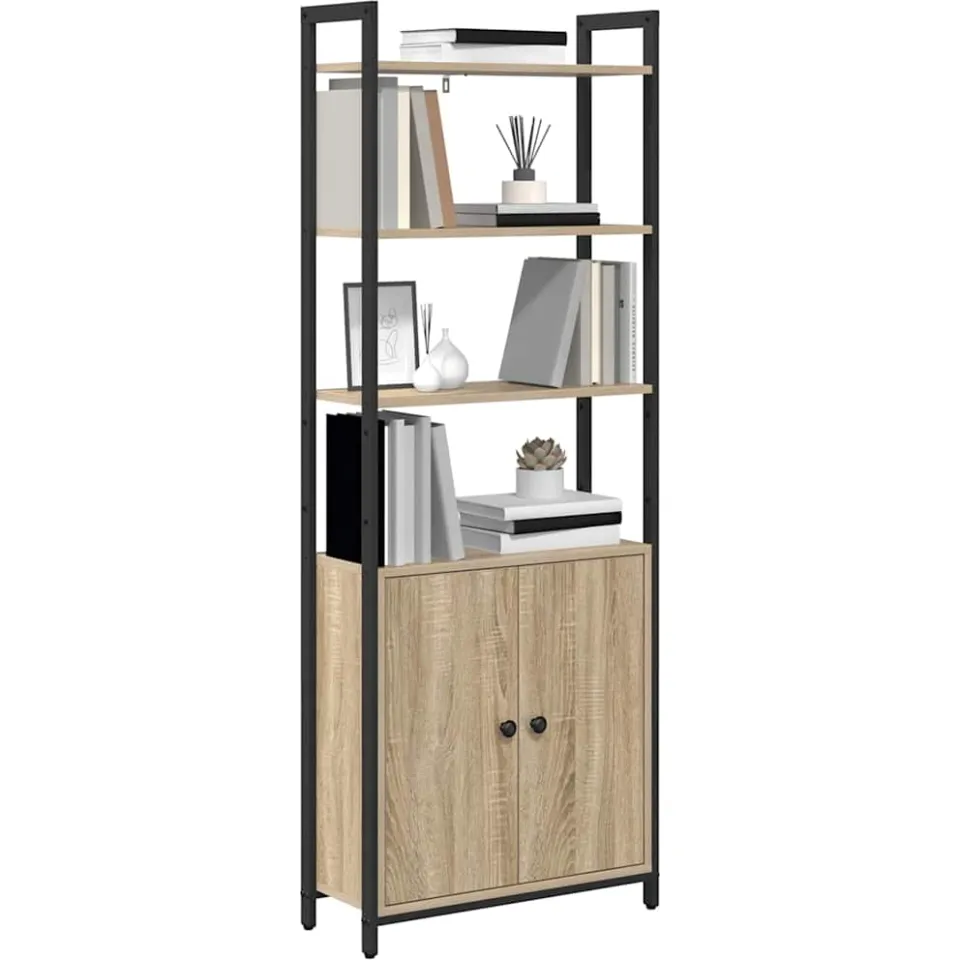 vidaXL Boekenkast 6-laags 60 x 24 x 161 cm Bewerkt hout Sonoma Eiken Bruin
