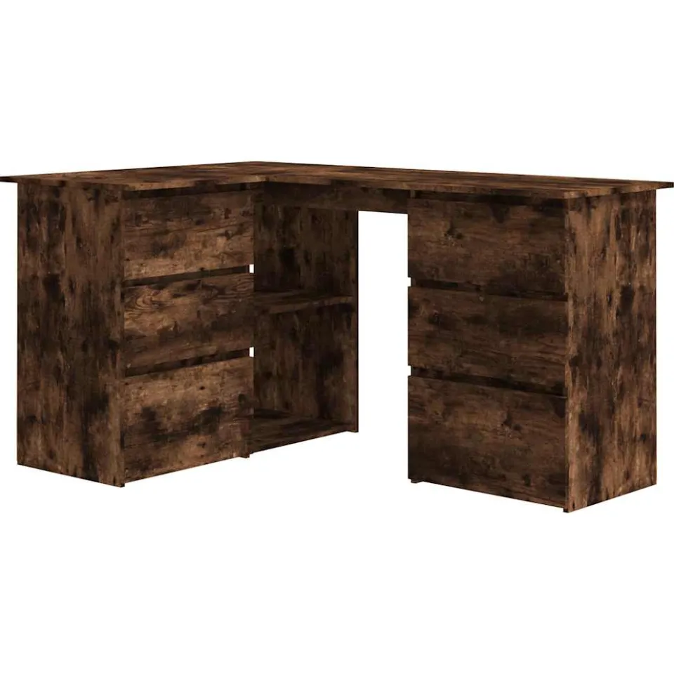 vidaXL Hoekbureau 145x100x76 cm bewerkt hout gerookt eikenkleurig, foto 3