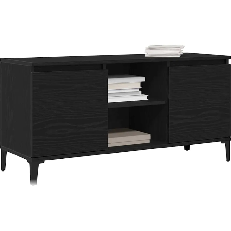 vidaXL TV-kast 102 x 35 x 50 cm Zwart Eiken Bewerkt hout