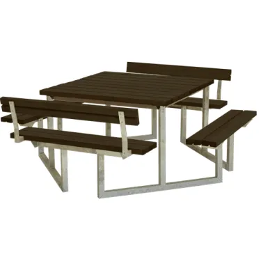 Trendyard Picknicktafel Vierkant Twist Zwart 2 Rugleuningen