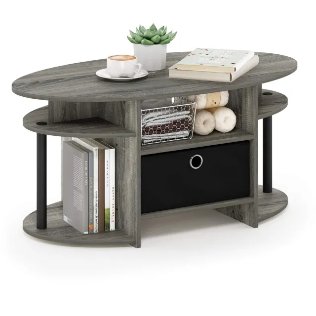 Duraxl Salontafel ovaal - 89,9 x 41,7 x 50 cm - Zwart Grijs