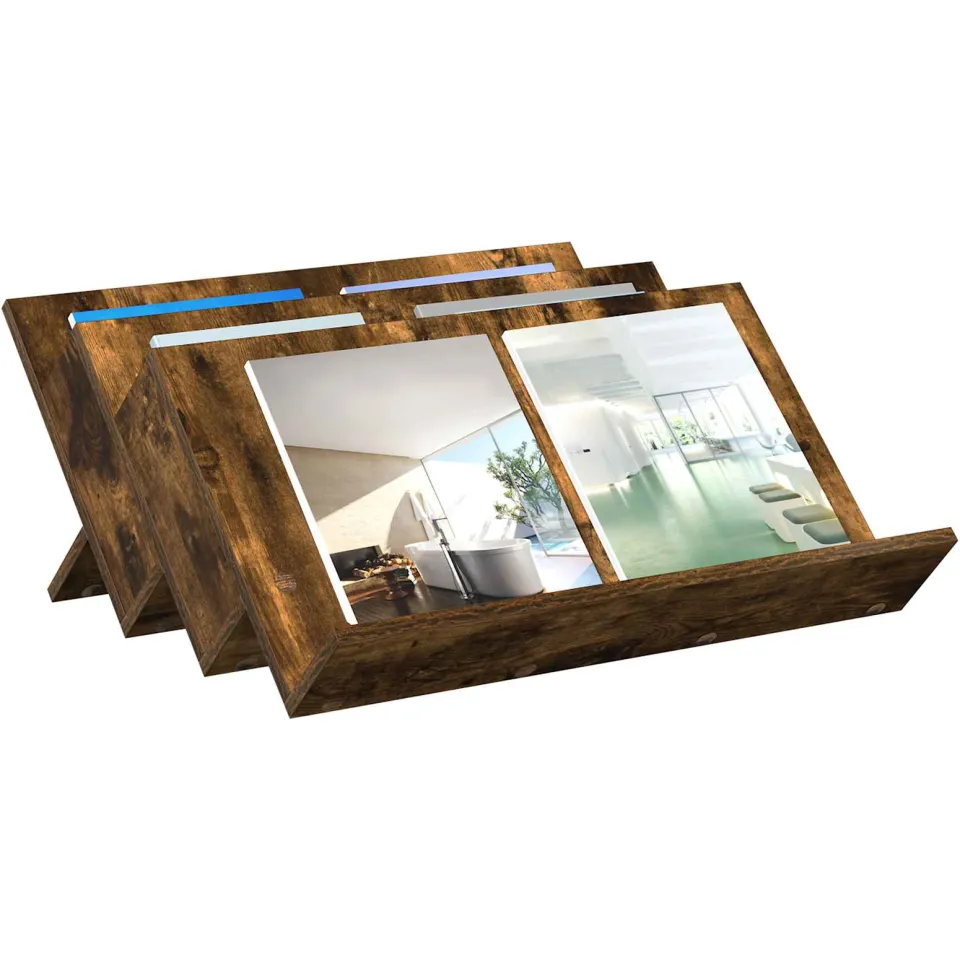 vidaXL Tijdschrift Rek Gerookt eiken 65 x 53 x 28,5 cm Bewerkt hout, foto 3