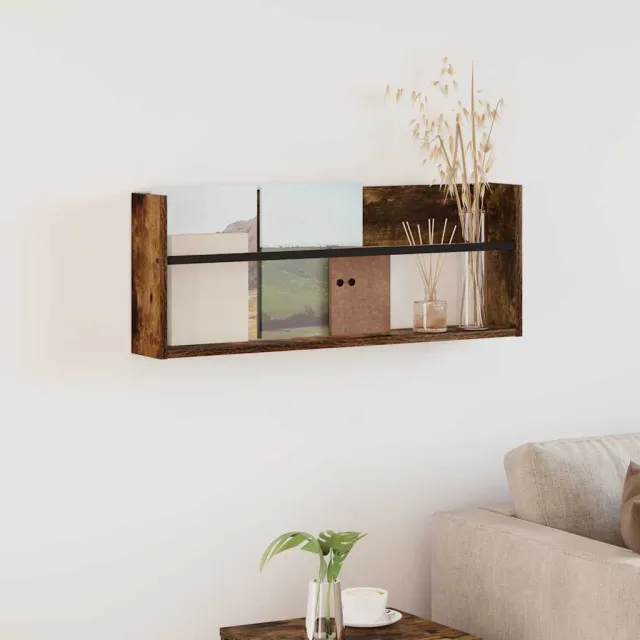 vidaXL Tijdschrift Rek Gerookt eiken 80 x 12 x 30 cm Bewerkt hout, foto 2