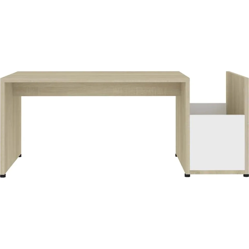 vidaXL Salontafel 90x45x35 cm bewerkt hout wit en sonoma eikenkleurig