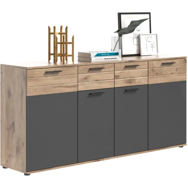 Furnilux Mason ladekast basaltgrijs NB Nox Eiken NB Nox Eiken MDF TZ - 40x180x87cm