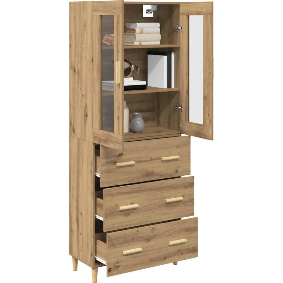 vidaXL Hoge kast Artisan Eiken 69,5 x 34 x 180 cm Bruin