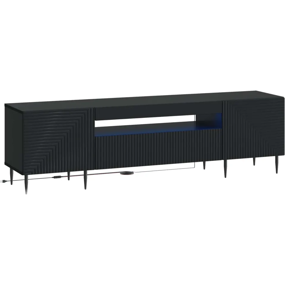 vidaXL LED tv-meubel HAARLEM 153 x 35 x 43 cm Zwart Bewerkt hout, foto 3