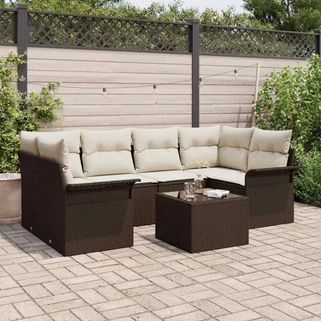 vidaXL Tuin Sofa Set 7 st Bruin poly rattan, foto 2