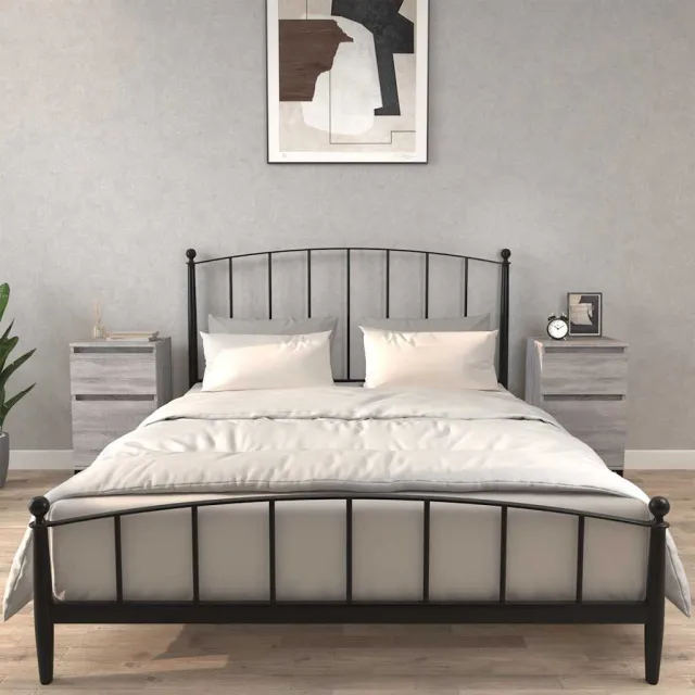 vidaXL Nachtkastjes 2 st 40x35x70 cm bewerkt hout grijs sonoma eiken, foto 2
