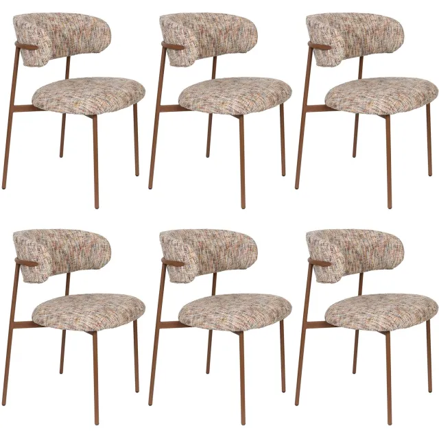 Housecraft Living Claes Eetkamerstoelen Gemêleerd Multi - Set van 6 beige