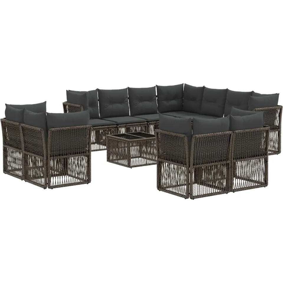 vidaXL Tuinbankenset 12 st Grijs poly rattan, foto 3