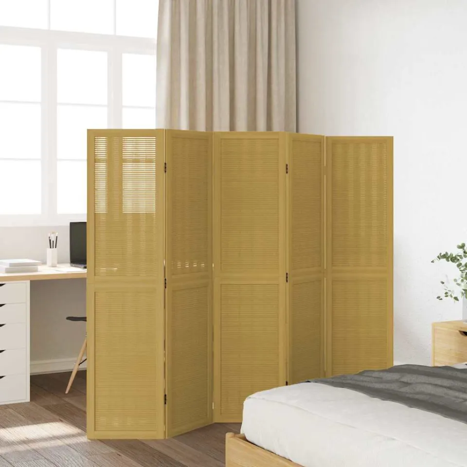 vidaXL Kamerscherm met 5 panelen massief paulowniahout bruin, foto 4
