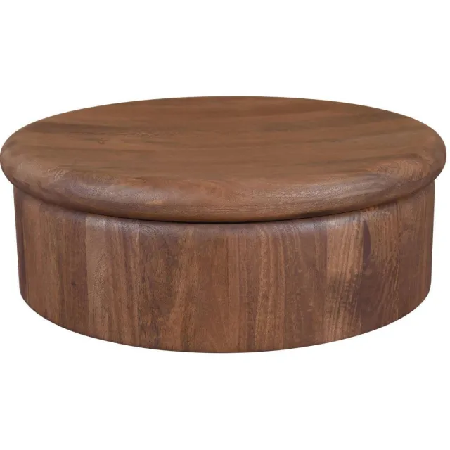 Giga Meubel Salontafel Rota - Rond Donkerbruin Mangohout - 90x90x31cm