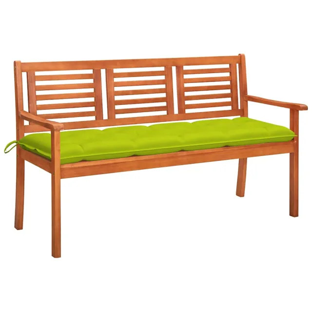 vidaXL Tuinbank 3-zits met kussen 150 cm massief eucalyptushout Groen