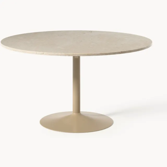 Westwing Collection Ronde eettafel Miley met marmeren blad, in verschillende formaten Beige