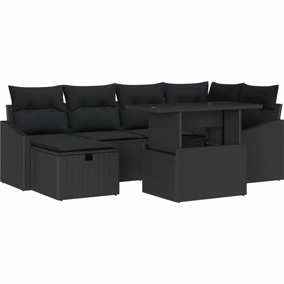 vidaXL Tuin Sofa Set 7 st poly rattan bruin