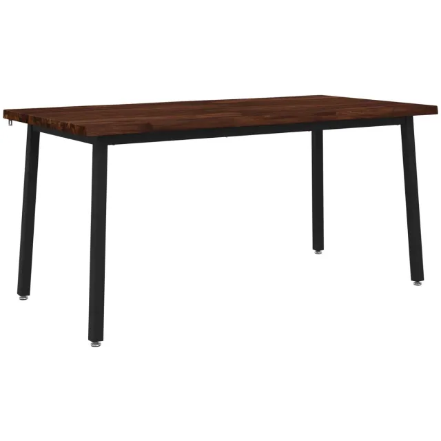 vidaXL Eettafel - met - levendige - rand - 160 - x - 90 - x - 75 - cm Donkerbruin
