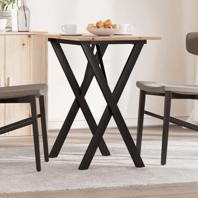 vidaXL Eettafel X-frame 80x50x75 cm massief grenenhout en staal Bruin