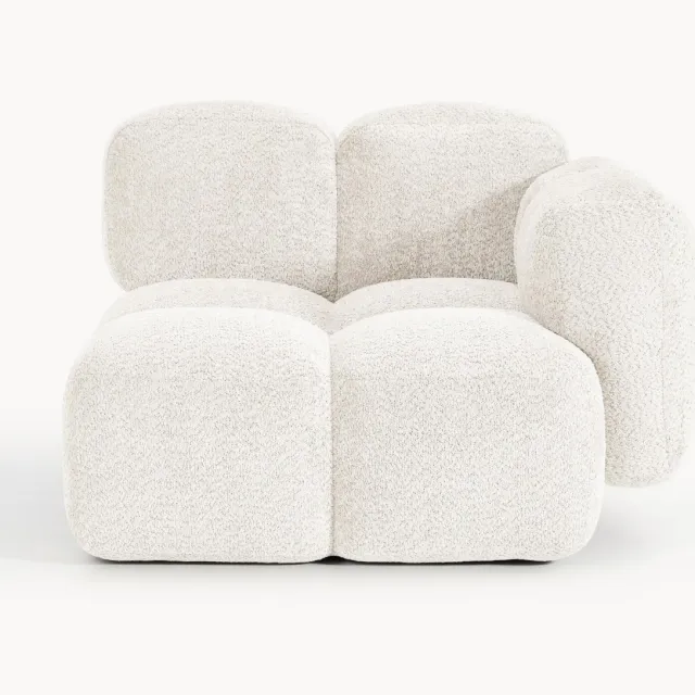 Westwing Collection Hoekmodule Tayla van teddy bouclé wit