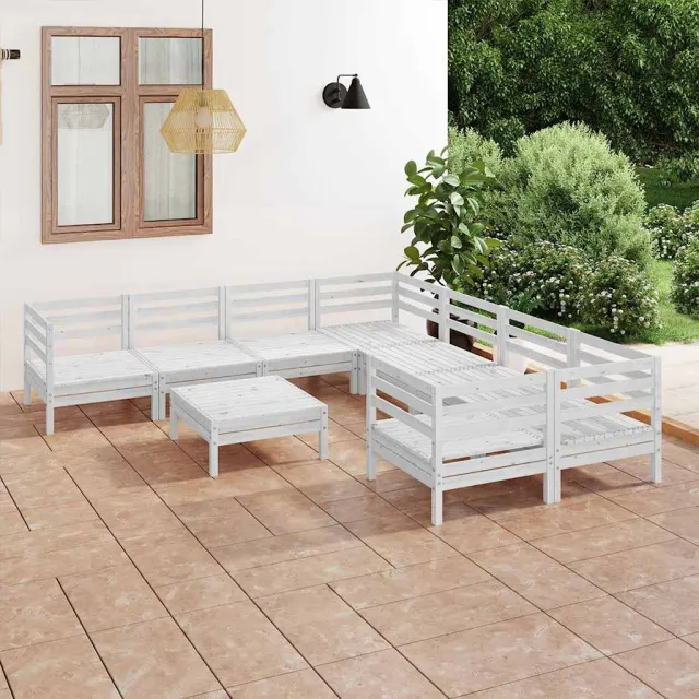 vidaXL 9-delige Loungeset massief grenenhout wit, foto 2