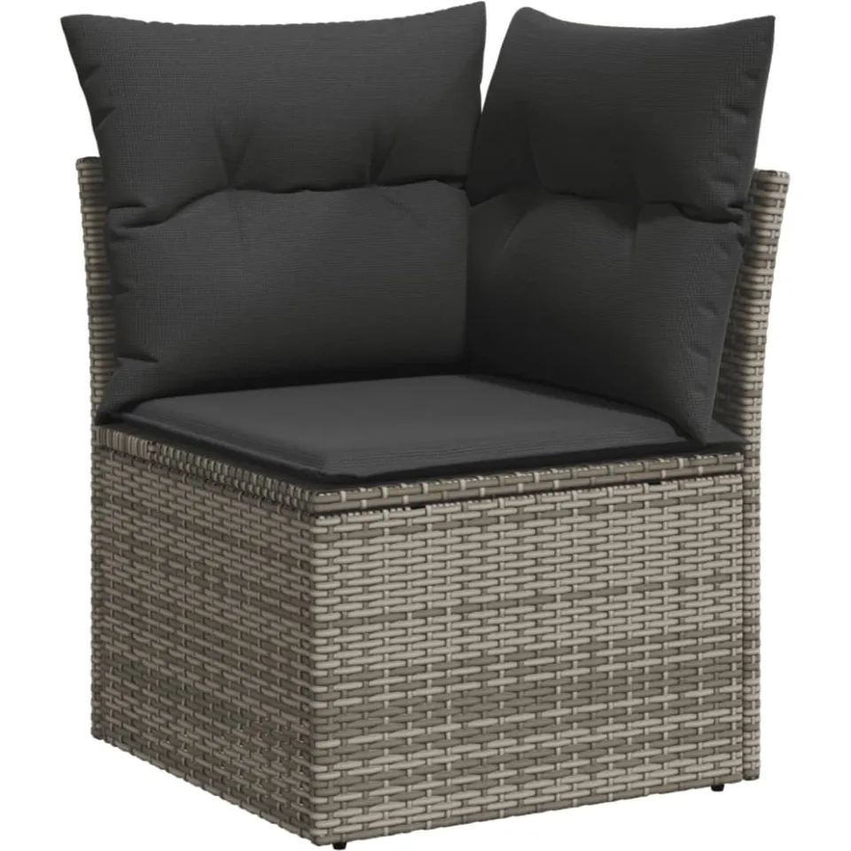 vidaXL 14-delige Loungeset met kussens poly rattan grijs, foto 3