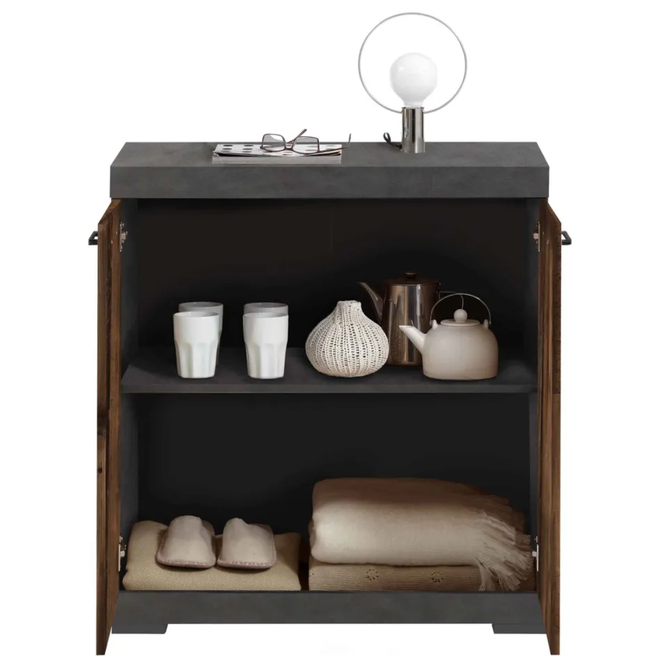 Opbergkast Hermes Vintage 80x35x90 cm - 1 bruin | grijs, foto 3
