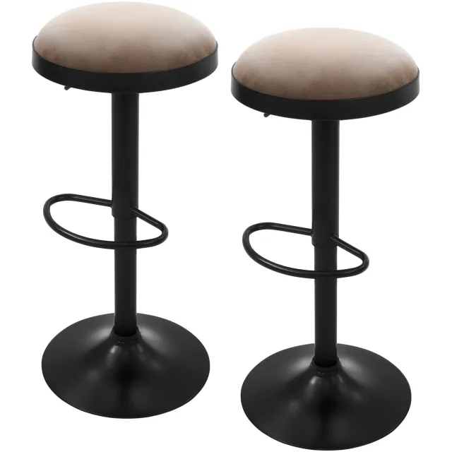 ml-design Barkrukken set van 2, hoogte verstelbaar, barstoelen fluweel, barkruk gestoffeerd van schuim, 360° draaibaar, bistrokruk met voetensteun, keukenkruk met een stevig en stabiel stalen frame, fluwelen barstoel voor het keukeneiland in bruin