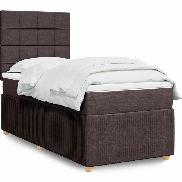 vidaXL Boxspring met matras stof donkerbruin 100x200 cm bruin