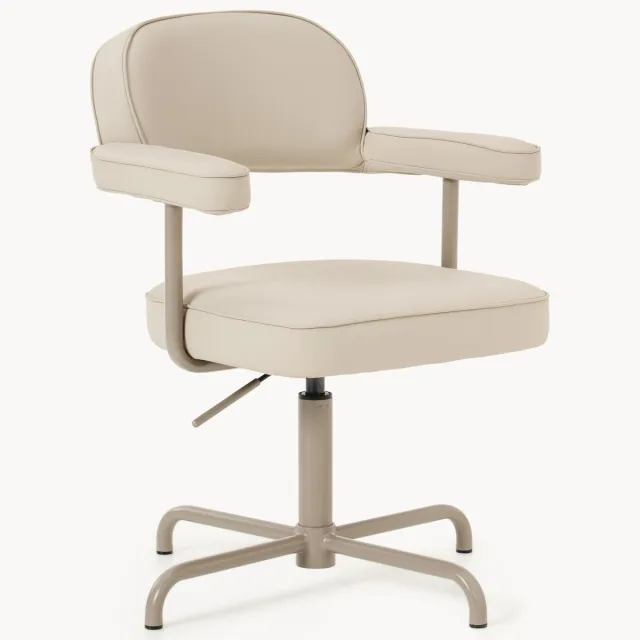 Westwing Collection Leren draaistoel Pia met armleuningen, in hoogte verstelbaar beige, taupe